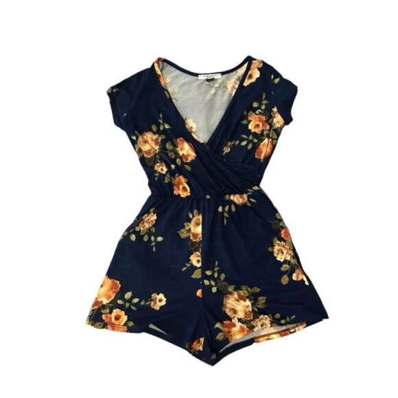 Navy Floral Romper made in the USA size Small - super soft and comfy - Picture 1 of 5